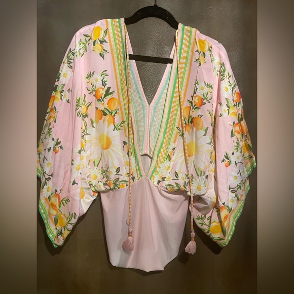 FARM Rio Pink Floral Blouse with Yellow Accents - Picture 3 of 7